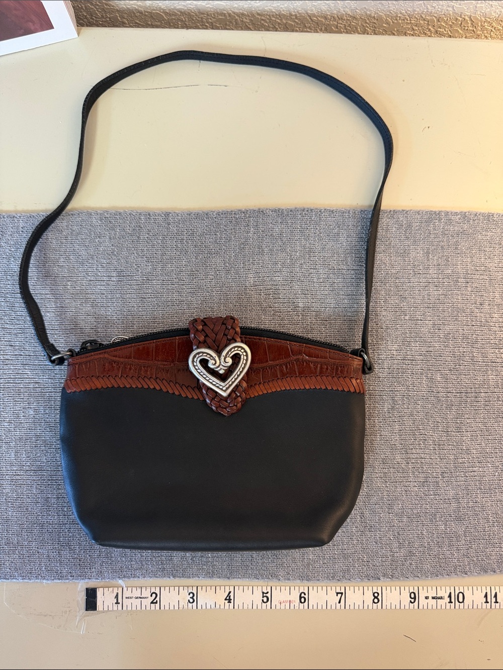 Brighton Black and Brown Heart Accent Shoulder Bag
